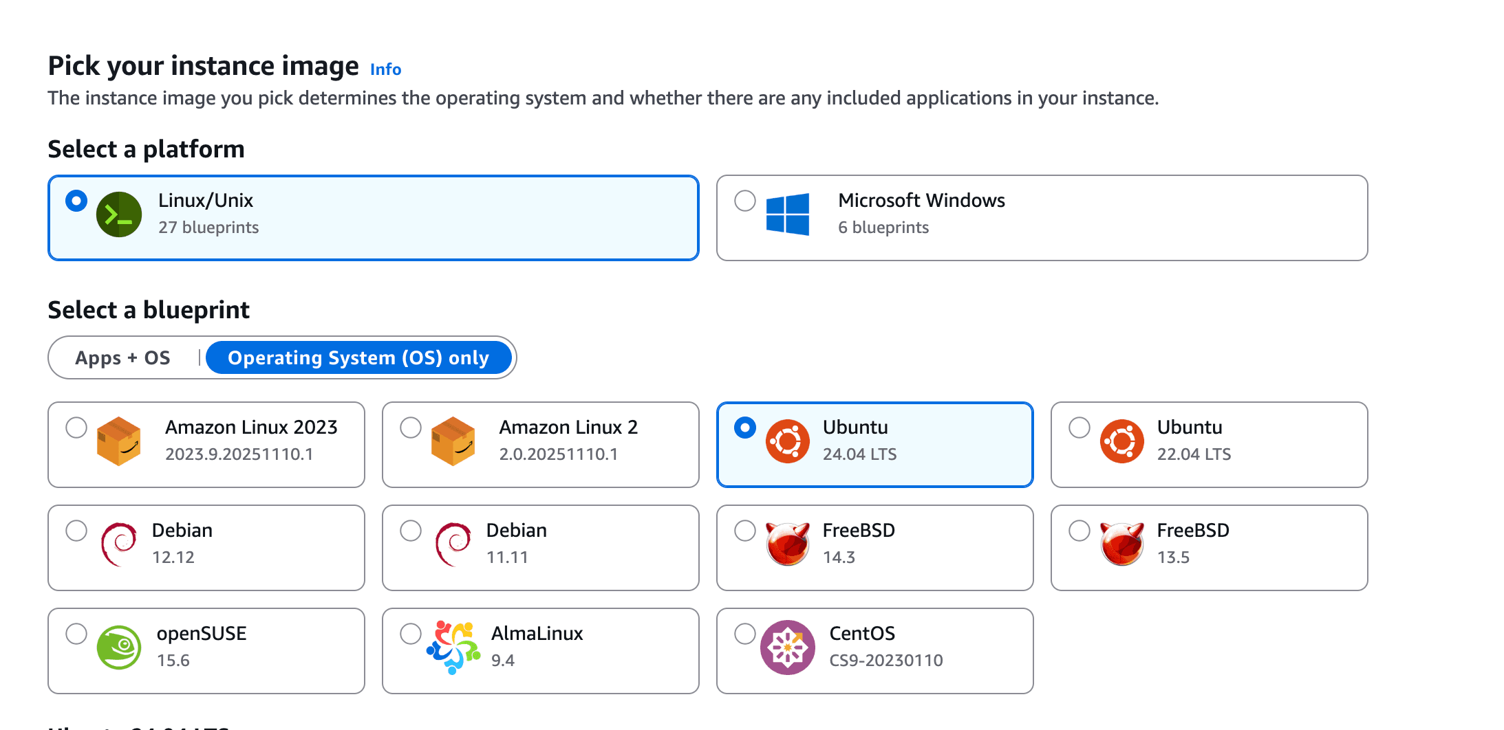 AWS Lightsail VPS Selection